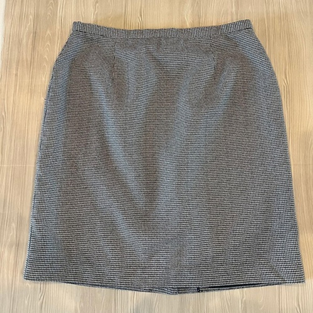 Karen Scott Houndstooth Pencil Skirt Black White Knee Length Lined Size 14